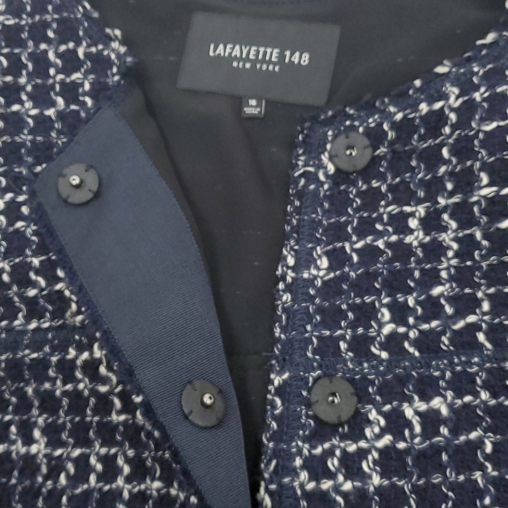Lafayette 148 New York Women’s Blazer Size 16 Buckle Snap Front Fully Lined Luxu